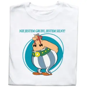 Koszulka z Nadrukiem Asterix i Obelix – Nie Jestem Gruby, Jestem Silny