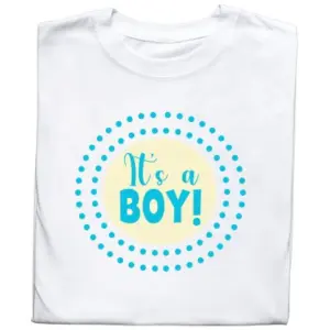 Koszulka z Nadrukiem „It’s a Boy!” – Baby Shower | Koszulka dla Przyszłej Mamy
