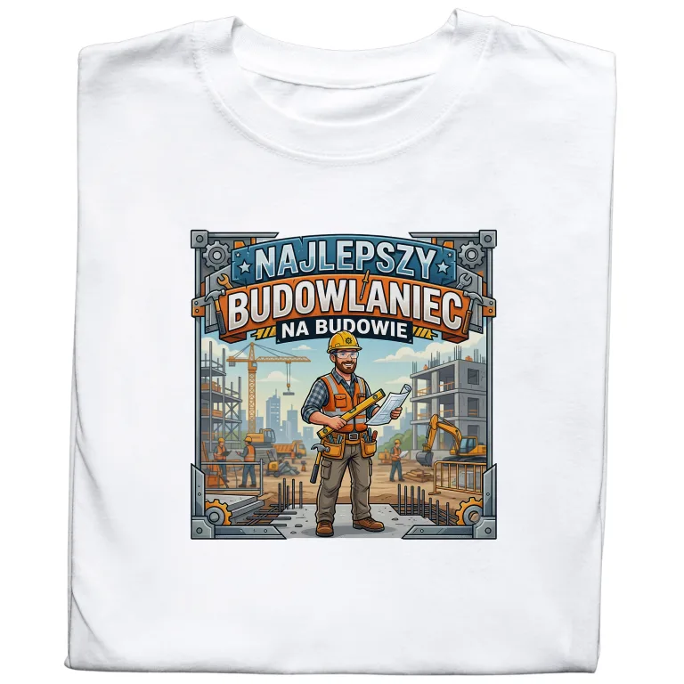 Koszulka z nadrukiem „Najlepszy Budowlaniec”