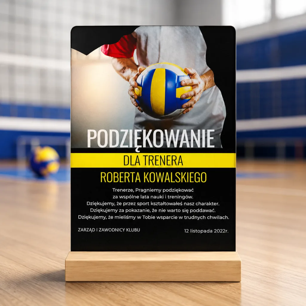 Prezent dla Trenera Siatkówki – Personalizowane Podziękowanie Statuetka Pamiątka