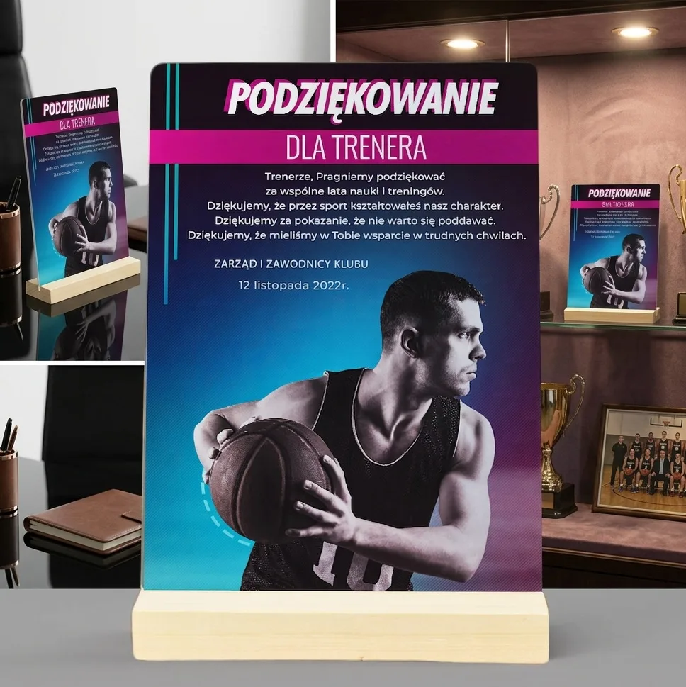 Prezent dla Trenera Koszykówki – Personalizowane Podziękowanie Statuetka Pamiątka
