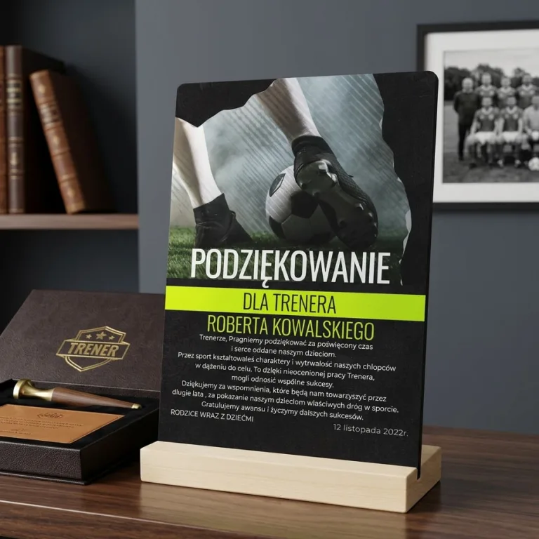Prezent dla Trenera Piłki Nożnej – Personalizowane Podziękowanie Statuetka Pamiątka