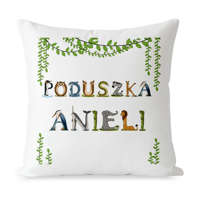 Poduszka z Imieniem – Napisy w Kształcie Zwierząt dla Dziecka