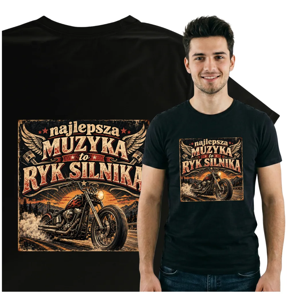 Koszulka z Nadrukiem Motocykl Motor – Oryginalny Prezent dla Motocyklisty