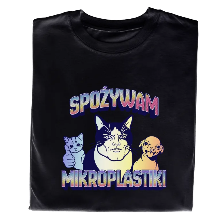 Koszulka z Nadrukiem Meme Mikroplastiki – Śmieszna Koszulka z Internetowym Humorem