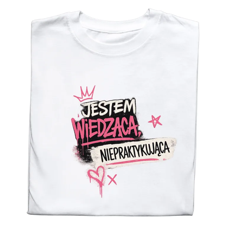 Koszulka z Nadrukiem „Jestem Wierząca, Niepraktykująca” – Śmieszna Koszulka z Napisem