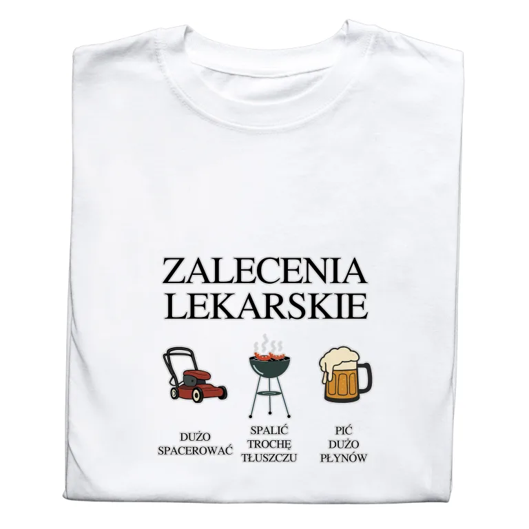 Koszulka z Nadrukiem „Zalecenia Lekarskie” – Śmieszna Grafika z Humorem