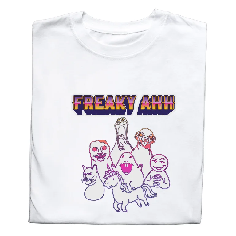 Koszulka z Nadrukiem Freaky Ah Meme Brainrot – Śmieszna Koszulka z Memem