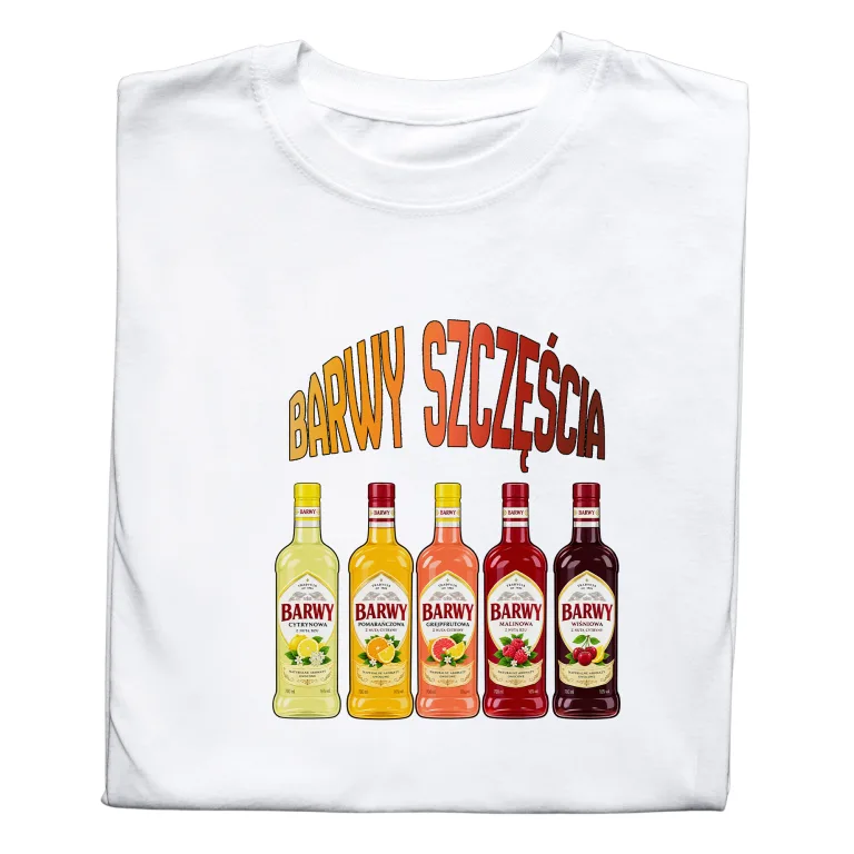 Koszulka z Nadrukiem „Alkohol Barwy Szczęścia” – Śmieszna Koszulka Imprezowa