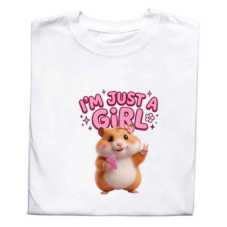 Koszulka z Nadrukiem „I'm Just a Girl” – Modna Koszulka dla Kobiety