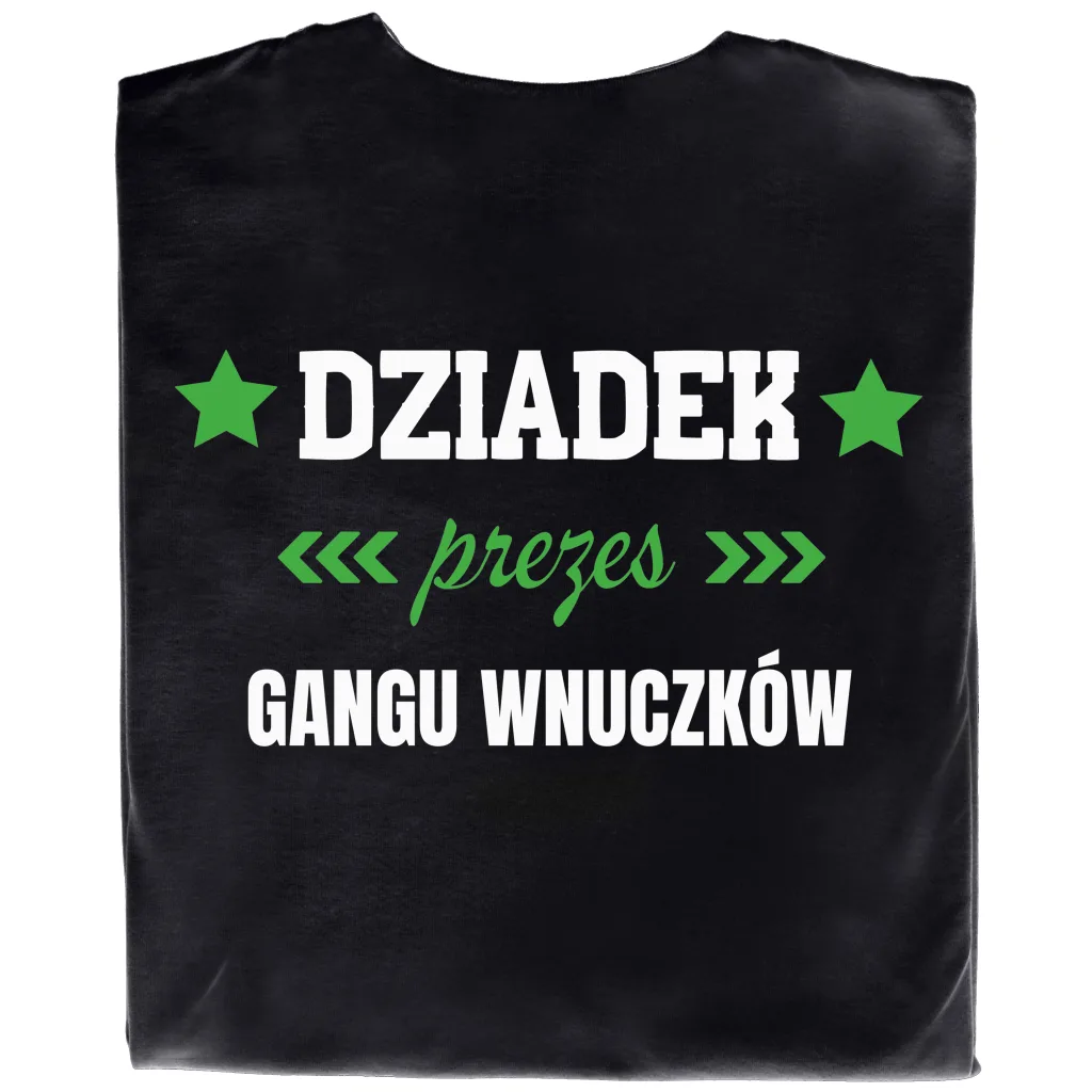 Koszulka z Nadrukiem „Dziadek – Prezes Gangu Wnuczków” – Śmieszny Prezent dla Dziadka