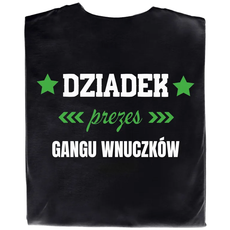 Koszulka z Nadrukiem „Dziadek – Prezes Gangu Wnuczków” – Śmieszny Prezent dla Dziadka