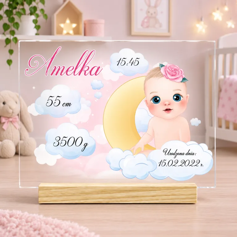 Statuetka Metryczka Narodzin dla Dziewczynki – Piękny Personalizowany Prezent