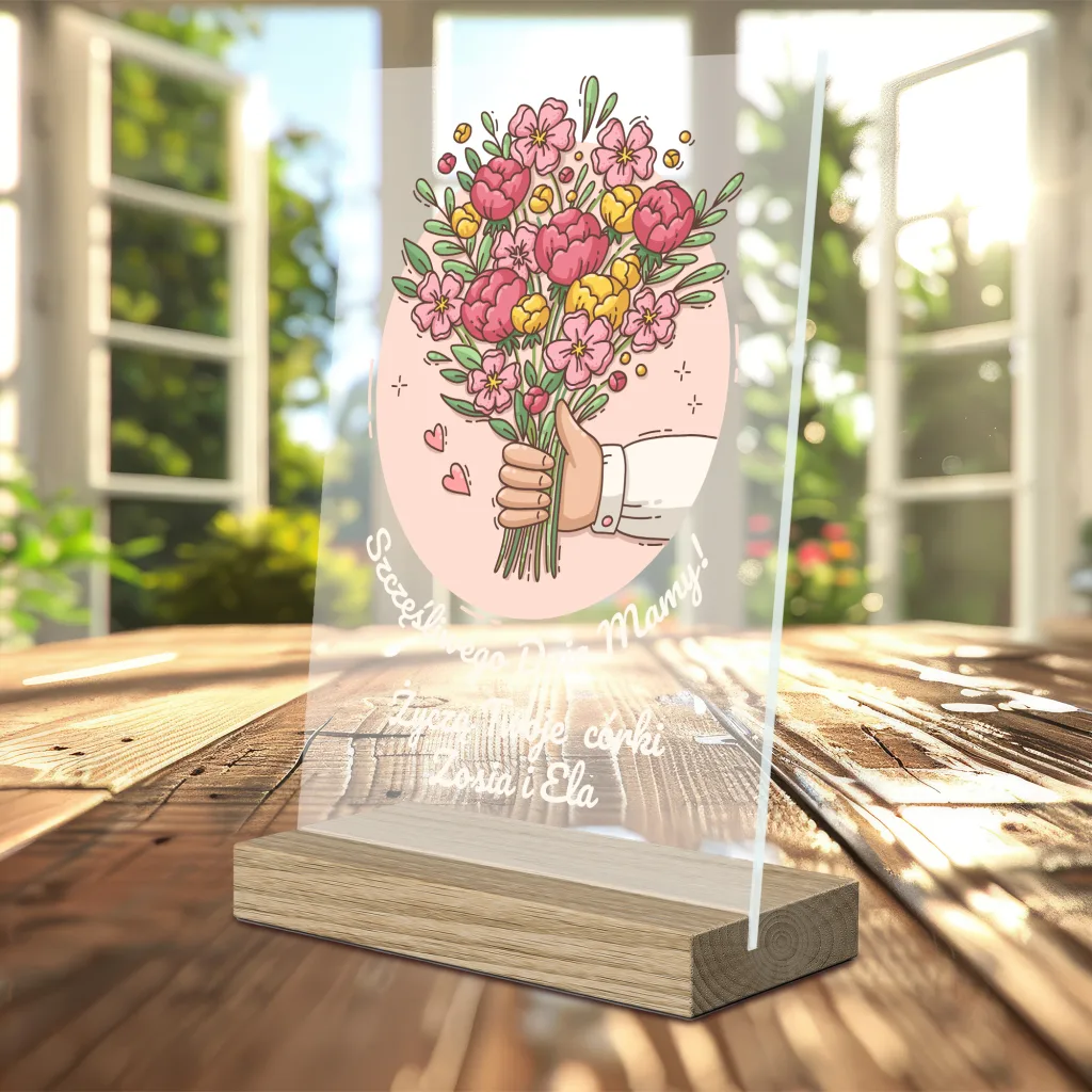 Statuetka na Dzień Mamy – Kwiatowa Grafika i Personalizowany Napis