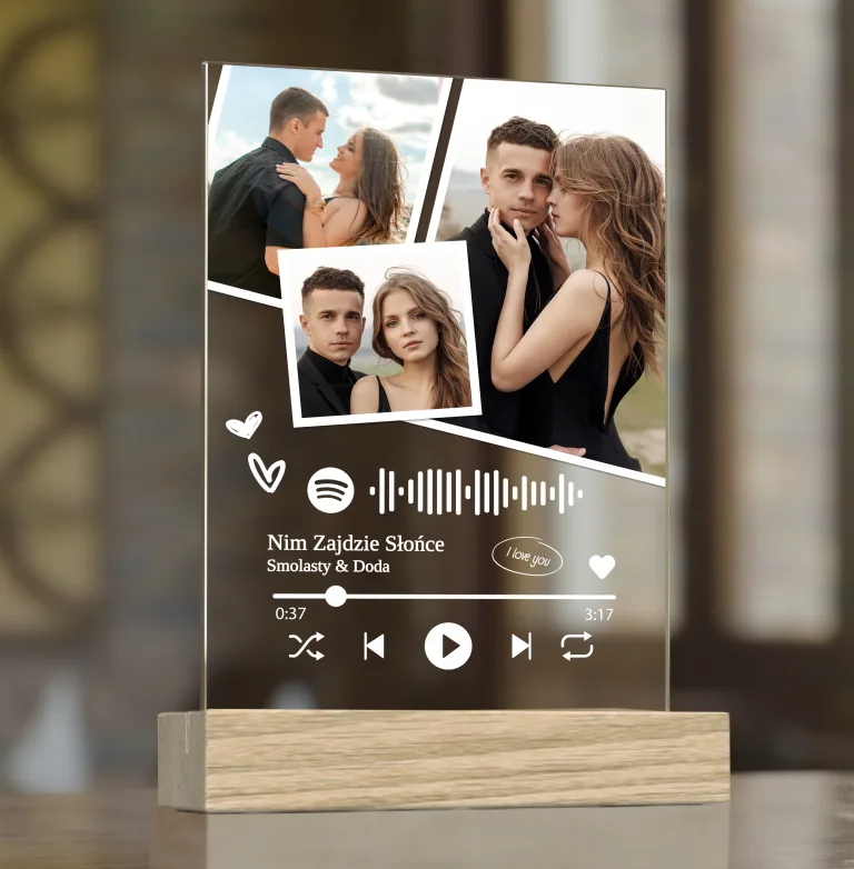 Personalizowana Statuetka z Kodem Spotify i Zdjęciami